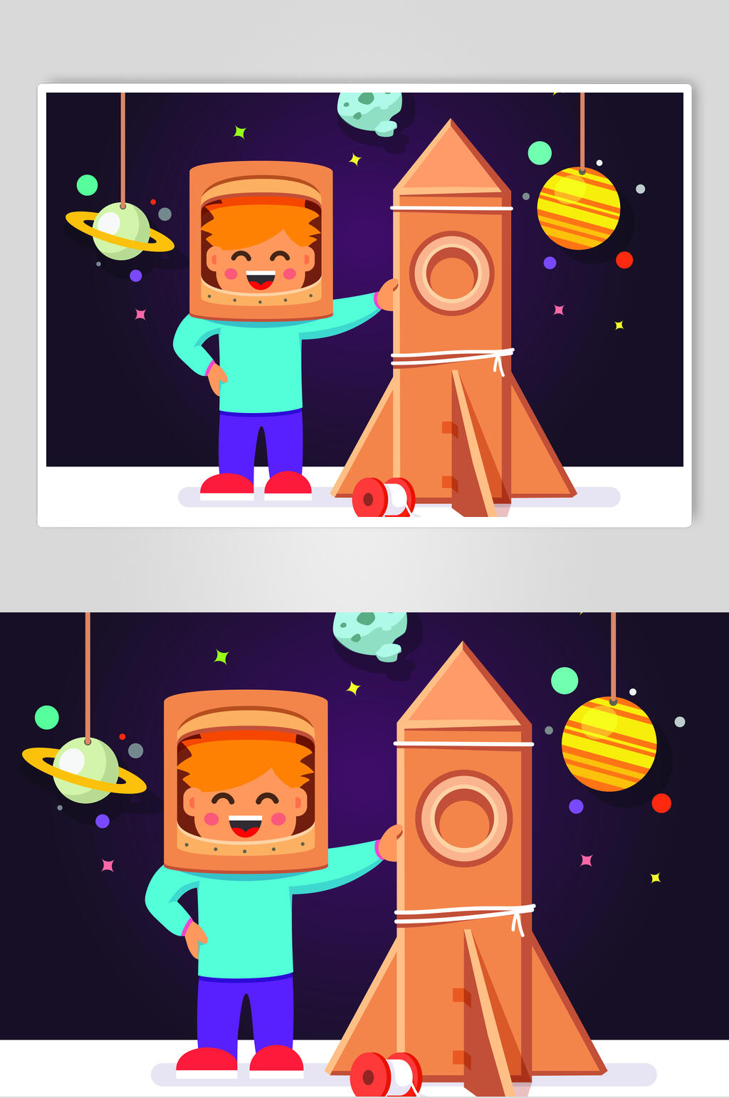 卡通创意星球宇航员矢量素材素材