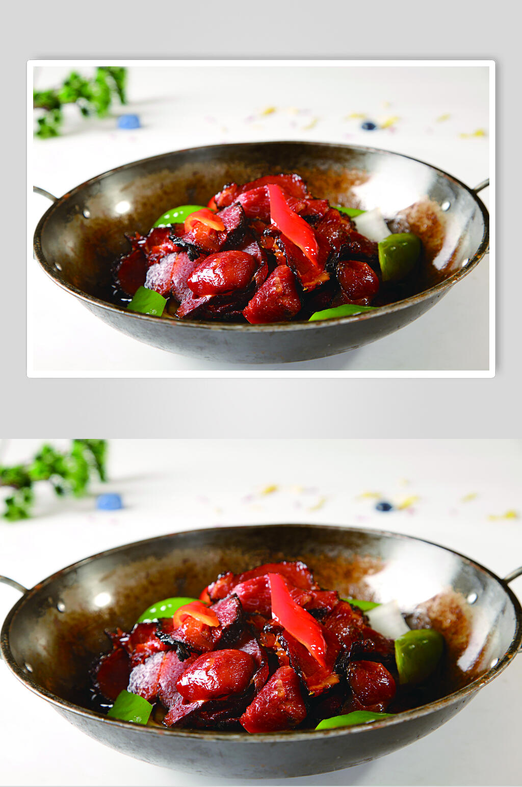 招牌腊肉干锅汤锅美食实拍图片素材