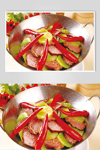 新鲜莴笋腊肉美味干锅汤锅美食实拍图片