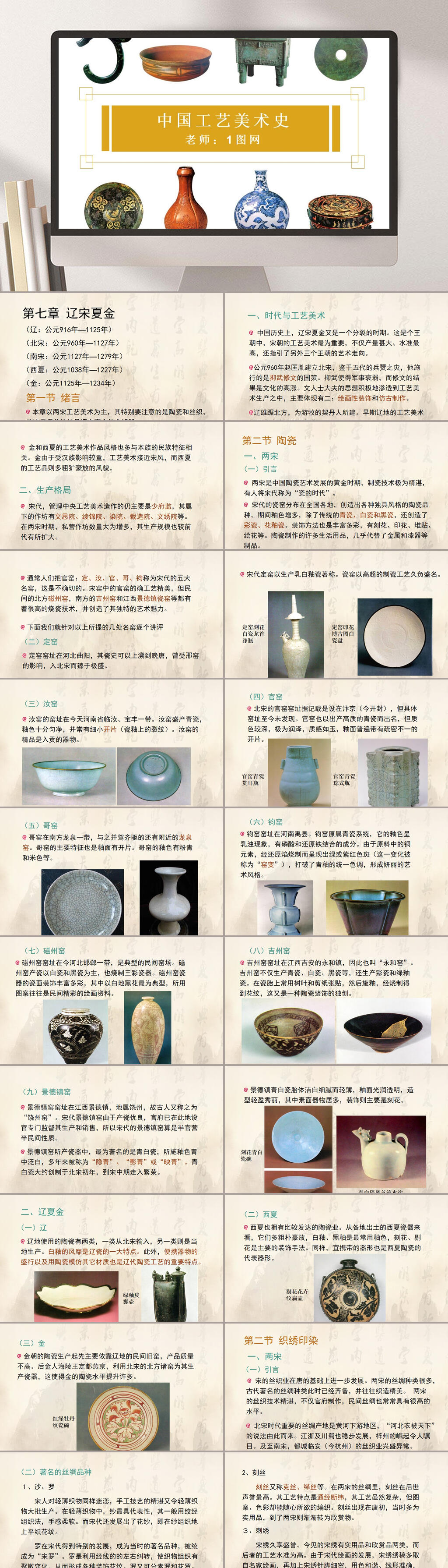 白底陶瓷中外美术史PPT素材