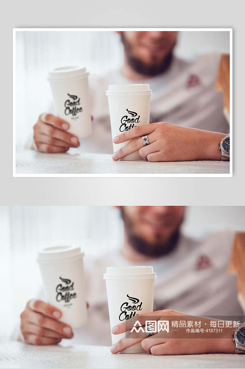杯子朦胧时尚咖啡品牌包装展示样机素材