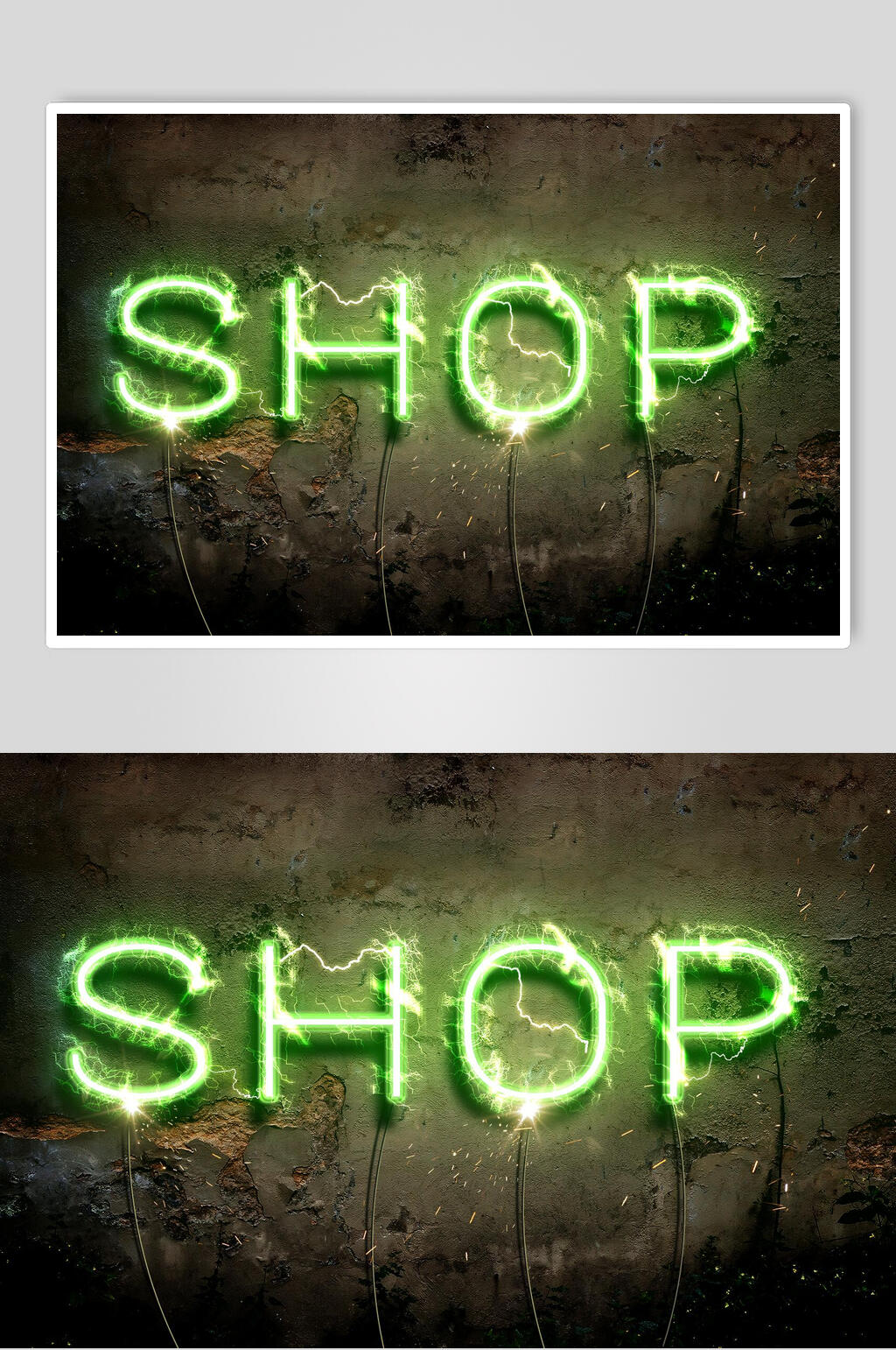 SHOP发光文字样机素材