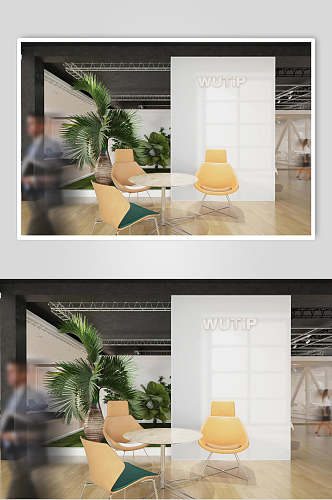 植物椅子办公室壁纸LOGO标识样机