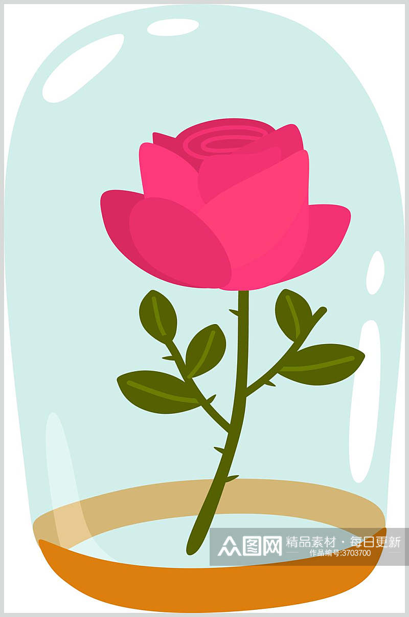 玫瑰卡通花卉矢量素材素材
