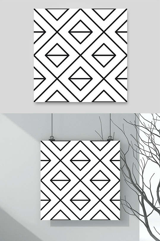 线条黑白大气创意几何色块矢量素材