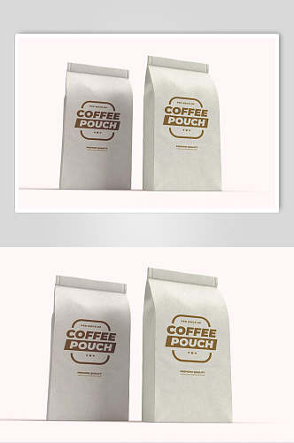 粉黄英文创意大气咖啡包装袋样机