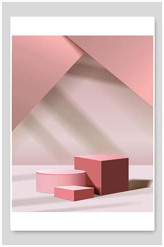 粉色台子清新几何展示台矢量背景