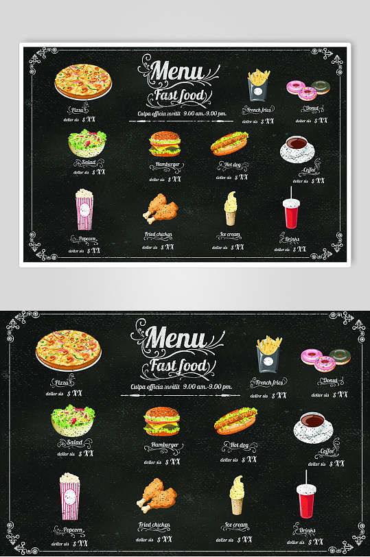 高端西餐快餐素材菜单