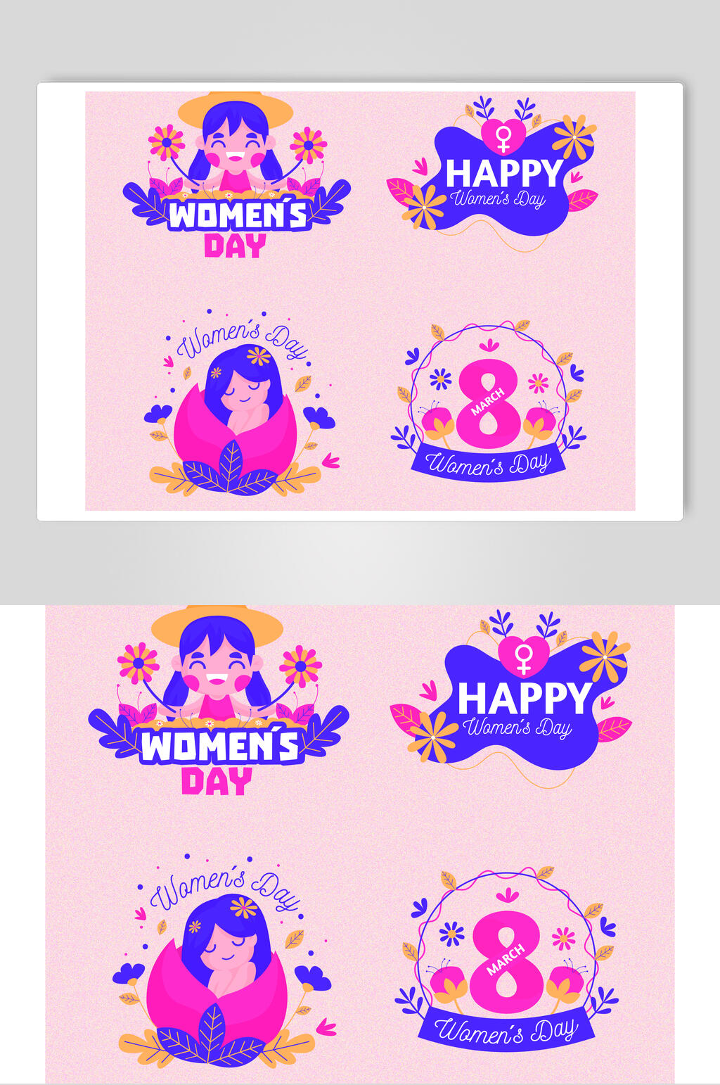 唯美花朵38妇女节节日促销矢量素材素材