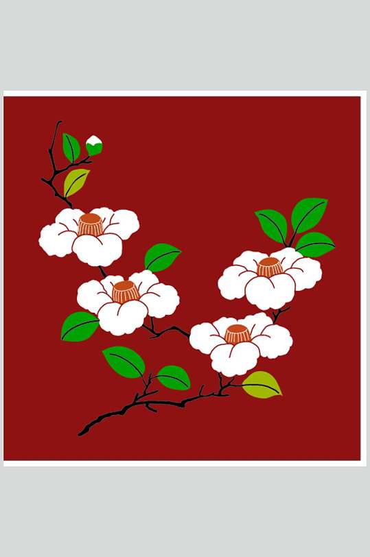 红色大气高端花朵中式古典花纹矢量素材