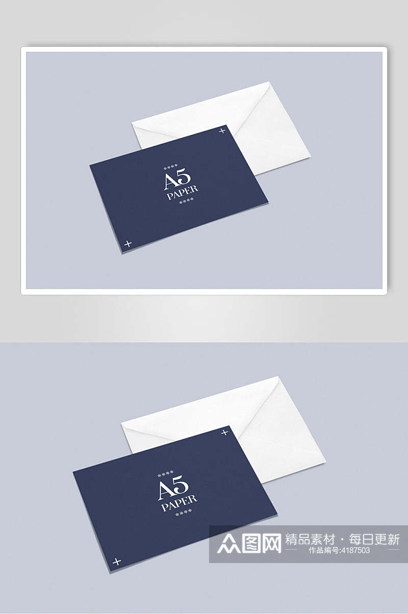 信封蓝白创意大气数字卡片样机素材