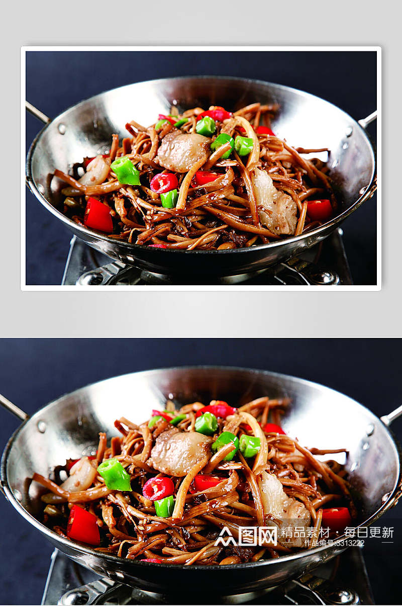 茶树菇干锅汤锅美食食品实拍图片素材