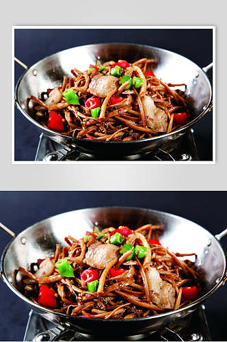 茶树菇干锅汤锅美食食品实拍图片