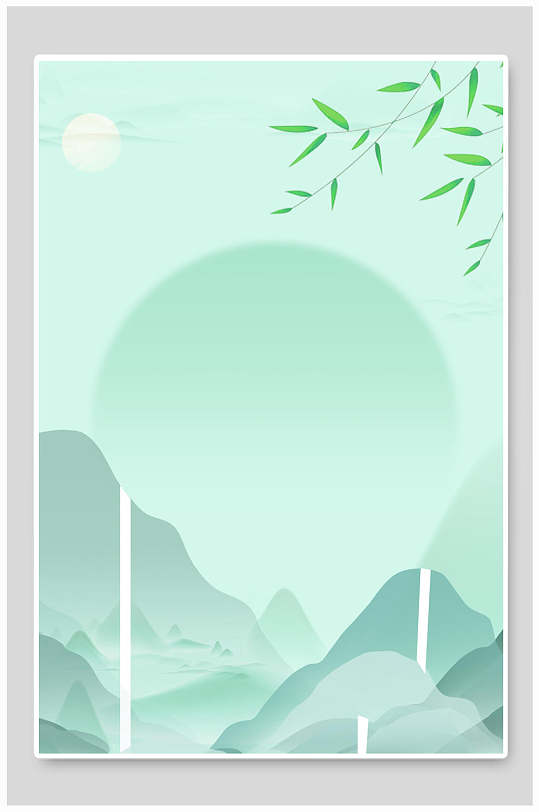 绿色素雅高端大气国潮中式海报背景