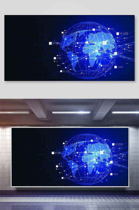 地球科技宇航网络矢量背景展板