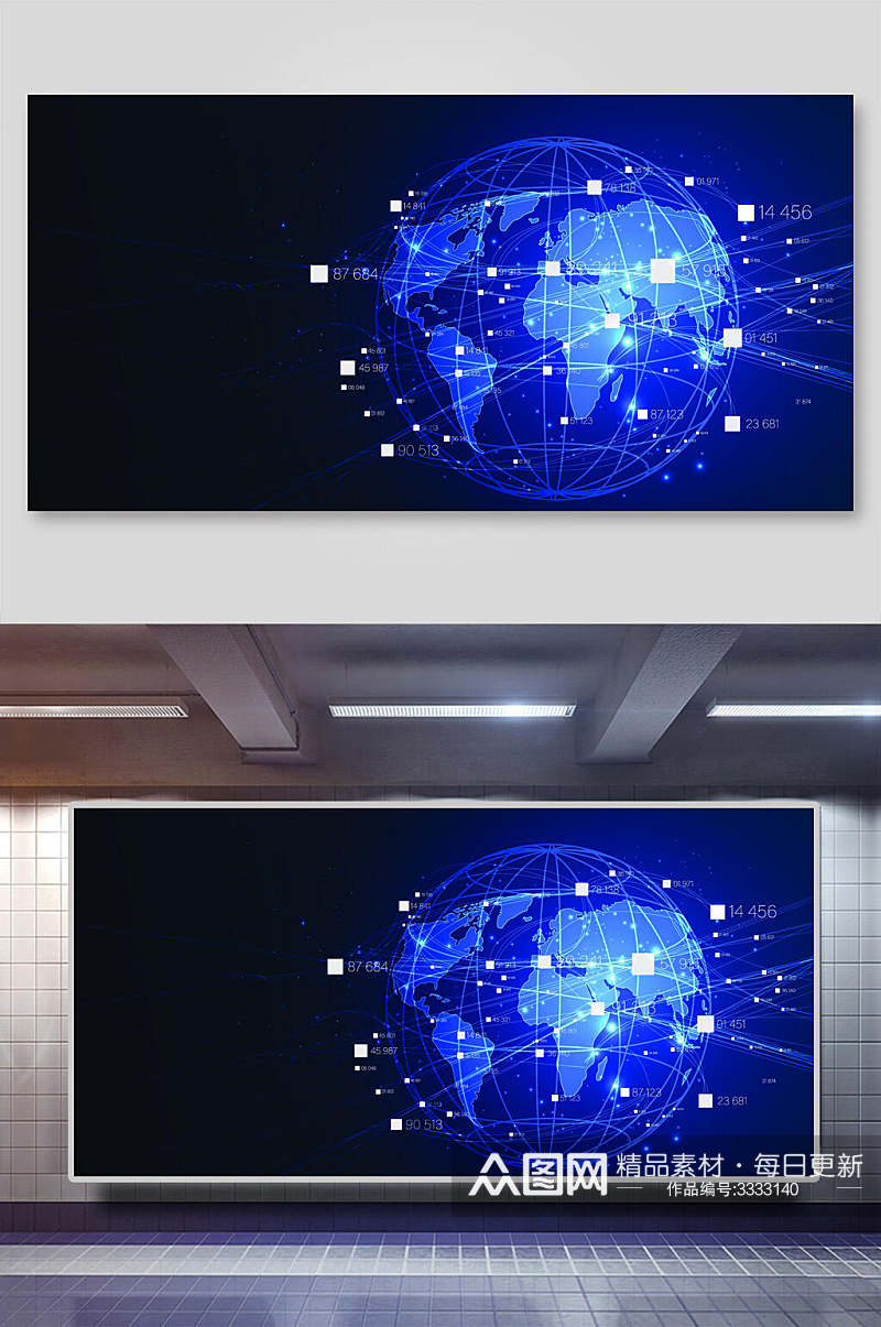 地球科技宇航网络矢量背景展板素材