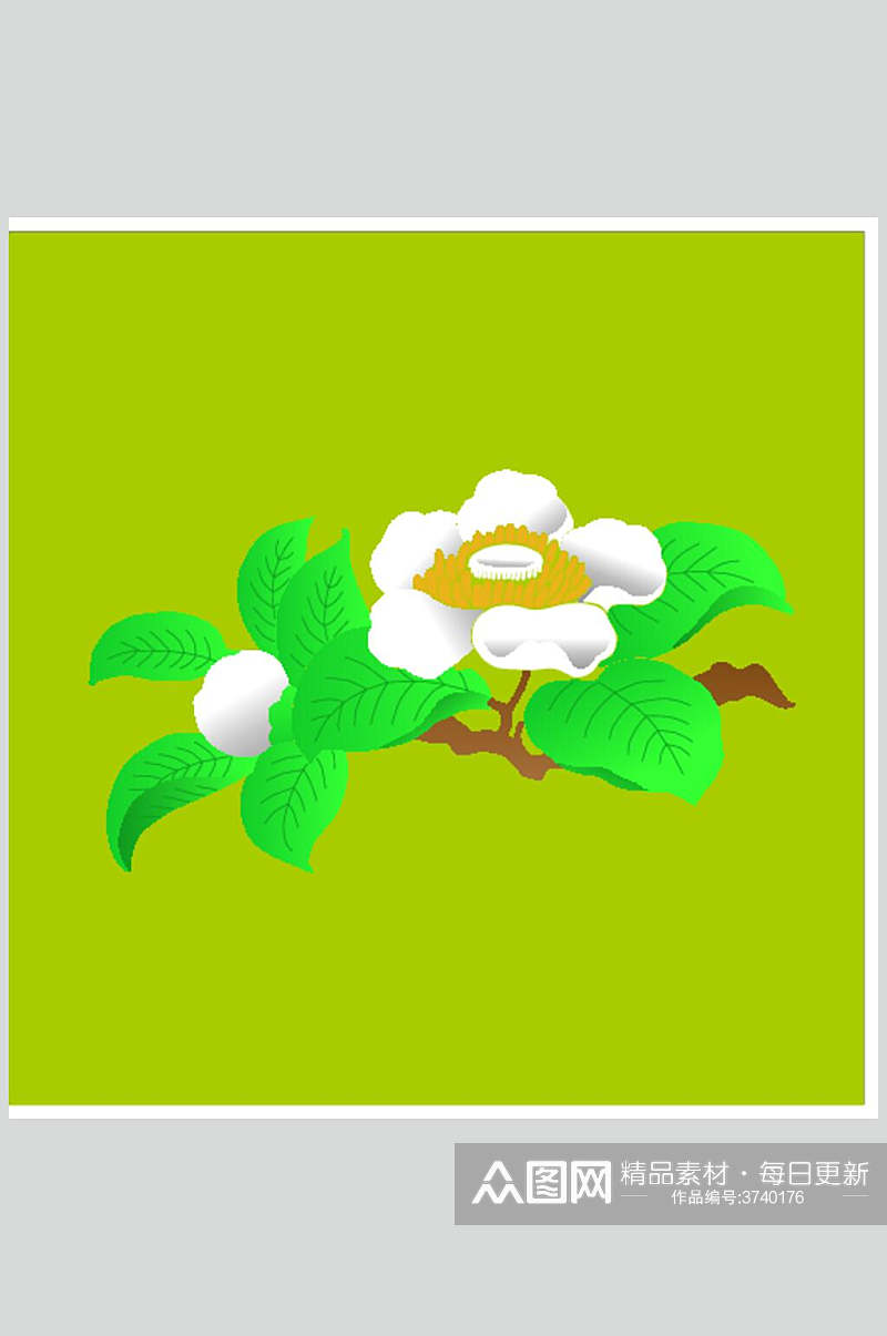 绿色大气花朵中式古典花纹矢量素材素材