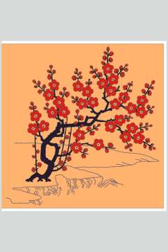 典雅大气腊梅中式古典花纹矢量素材