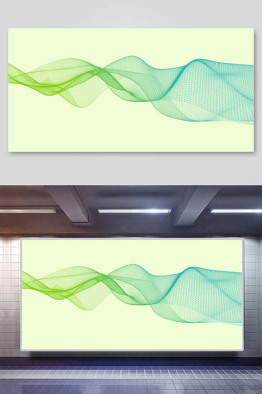 绿色渐变线条背景展板-众图网