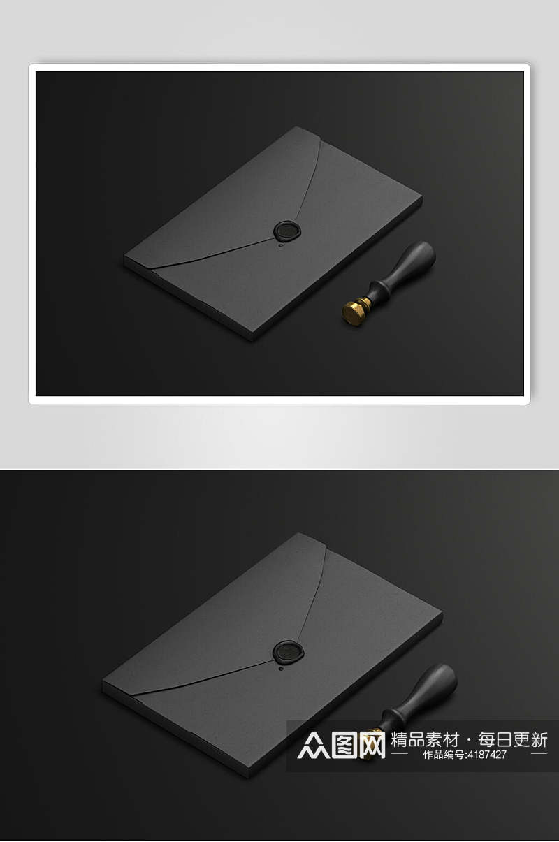 信封黑色简约风企业VI设计展示样机素材