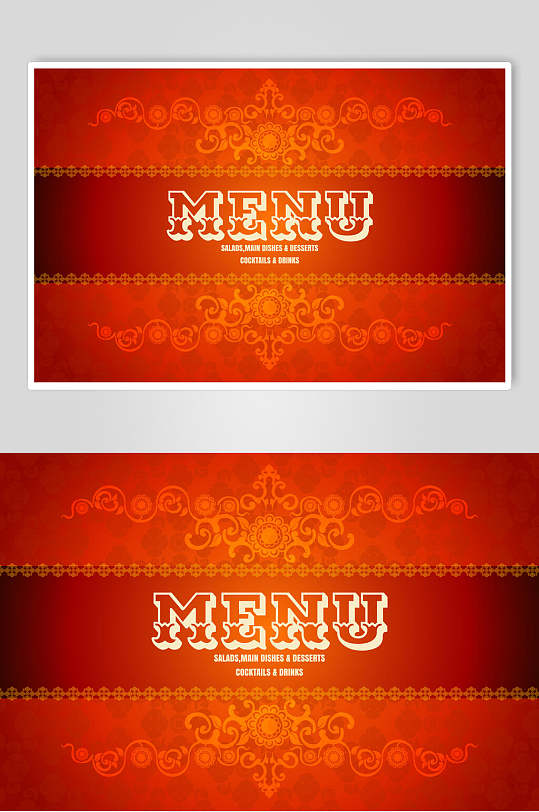 红色西餐快餐素材菜单