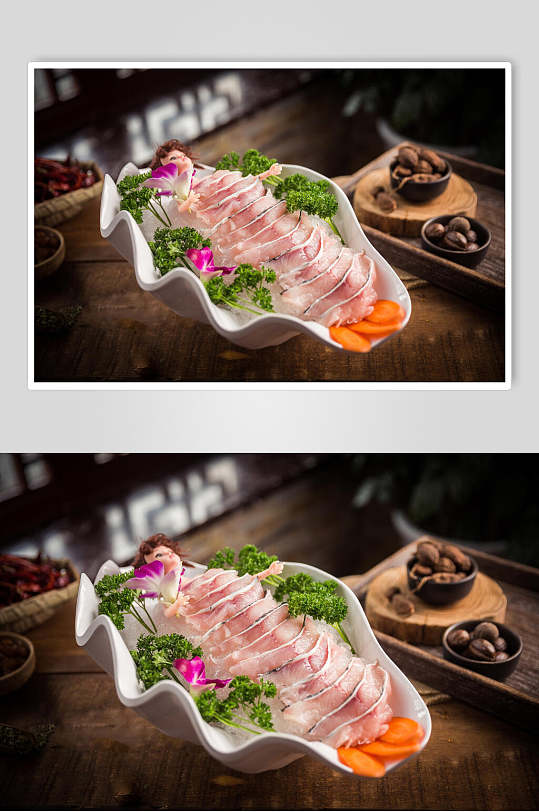 新鲜美味鱼片火锅菜品图片