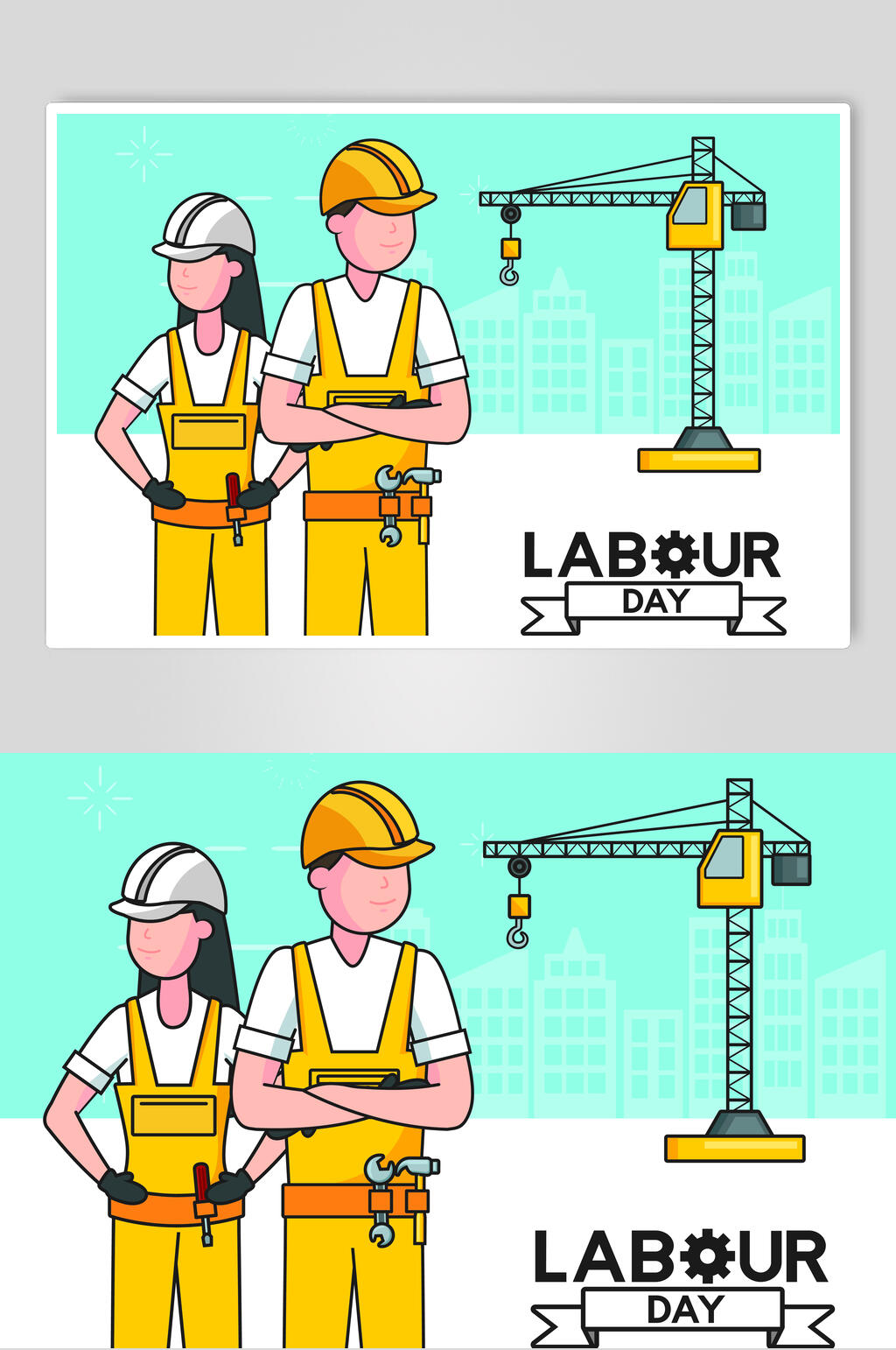 创意大气建筑工人五一劳动节矢量素材素材