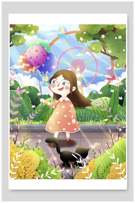 孩童61漫画卡通六一儿童节插画