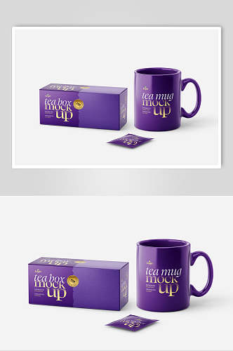 英文紫色被子简约产品包装设计样机