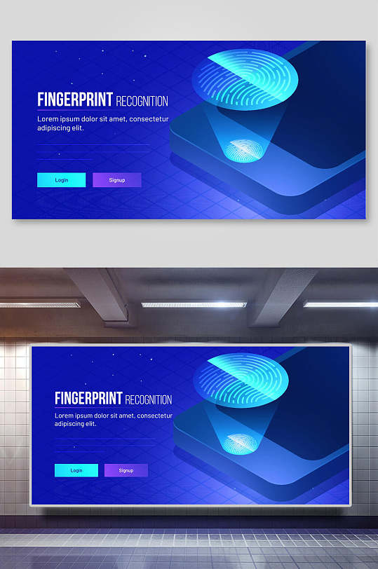 蓝色扁平化企业矢量插画-众图网