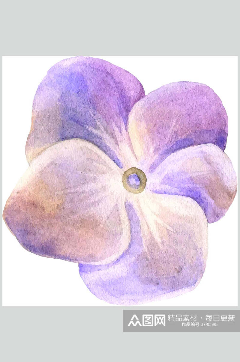 紫色水彩动物花卉矢量素材素材