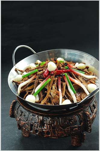 干笋干锅汤锅美食食品实拍图片