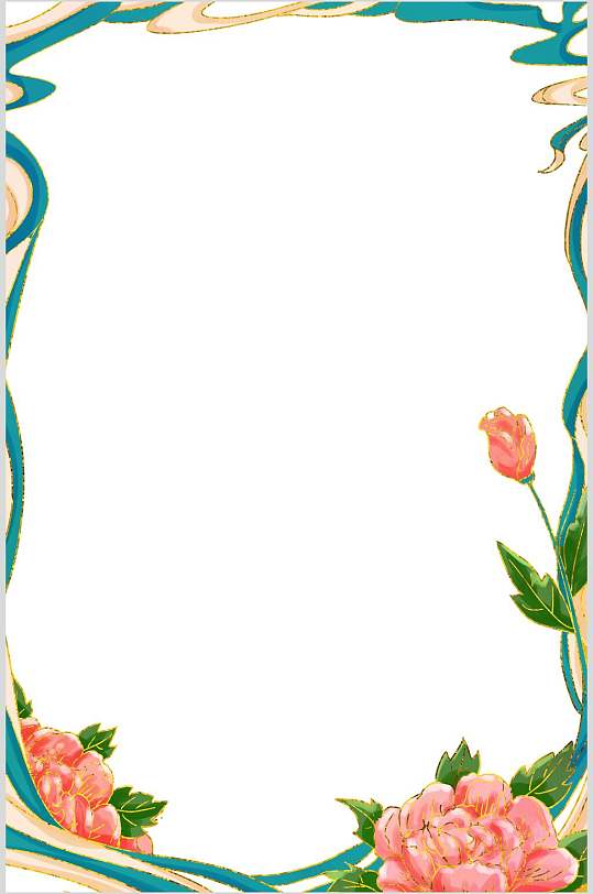 花朵唯美创意大气手绘国潮边框素材