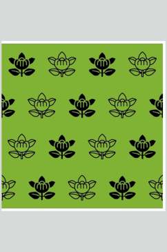 绿色简约花朵中式古典花纹矢量素材