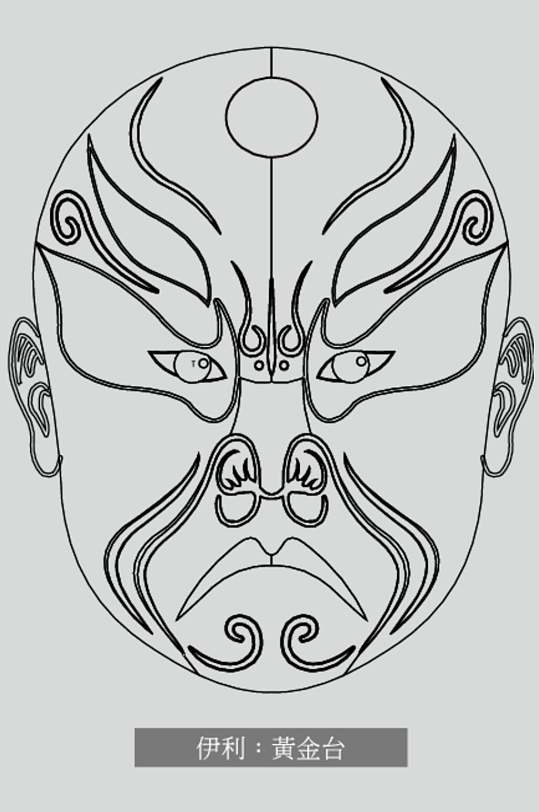 国风线稿脸谱矢量素材