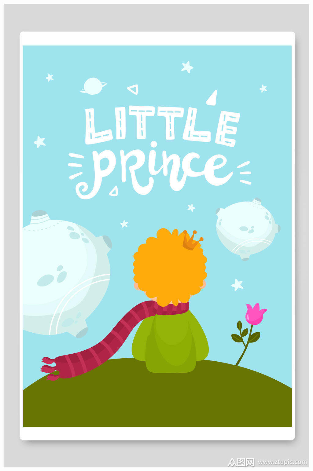 围巾小王子卡通海报