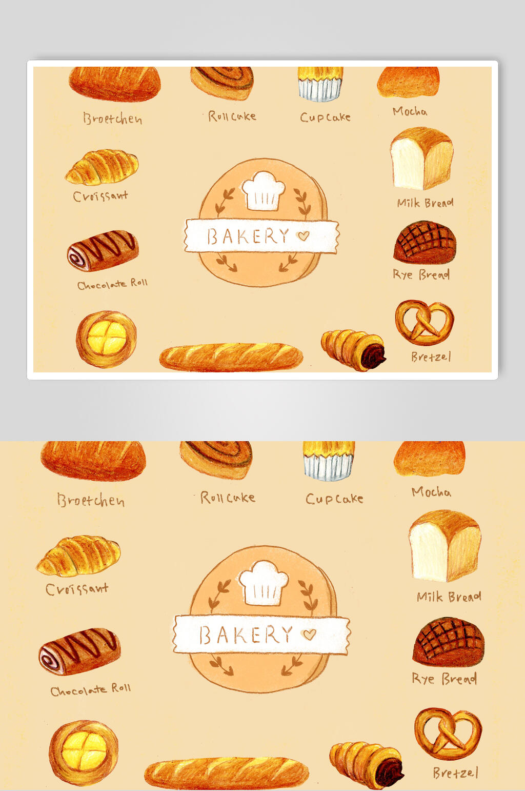 精品手绘蛋糕面包甜品插画素材素材
