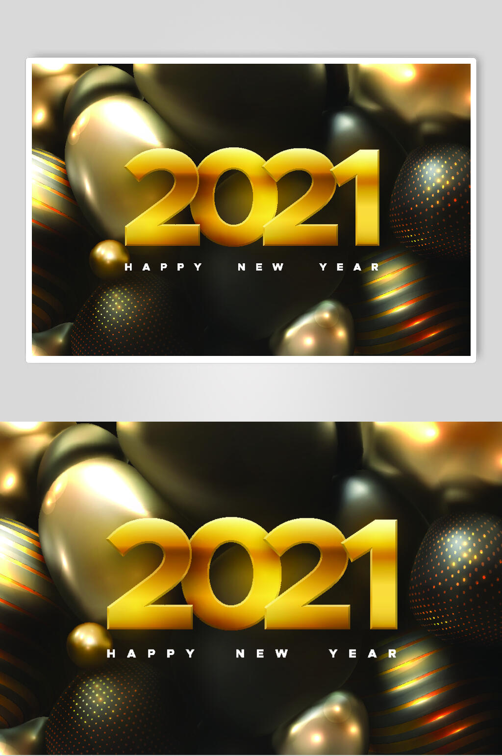 黑金色2021新年快乐促销优惠券矢量素材素材