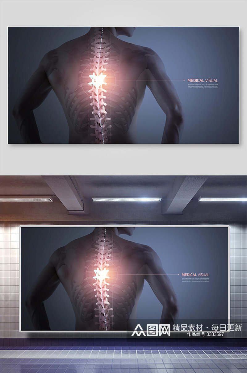 脊椎生物医药科技科学背景素材展板素材