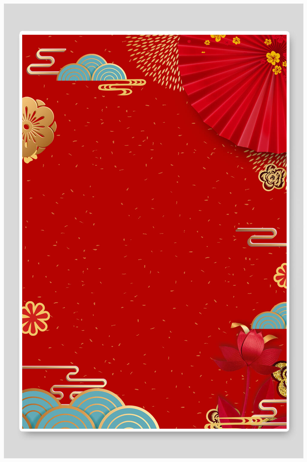 扇子红色新年金箔背景素材