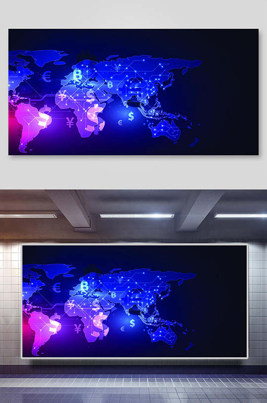 紫色科技宇航网络矢量背景展板