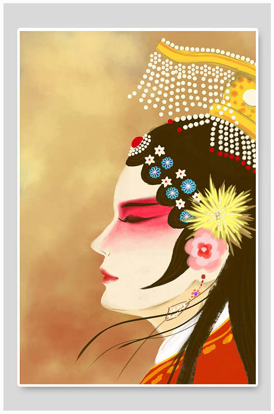 女花旦古典戏曲插画