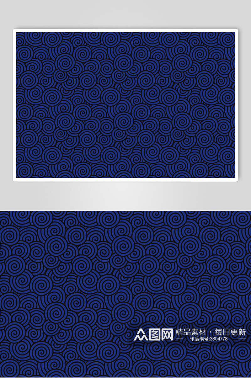 简洁湛蓝色青花瓷图案矢量素材素材