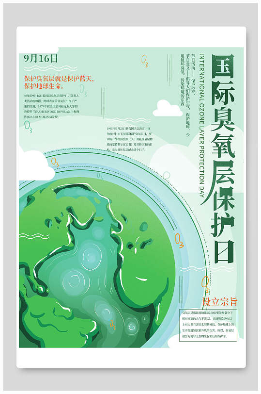 臭氧层保护日绿星球国际臭氧层海报