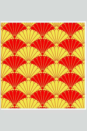 红色大气扇子中式古典花纹矢量素材