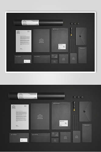 黑色信封创意企业VI设计展示样机
