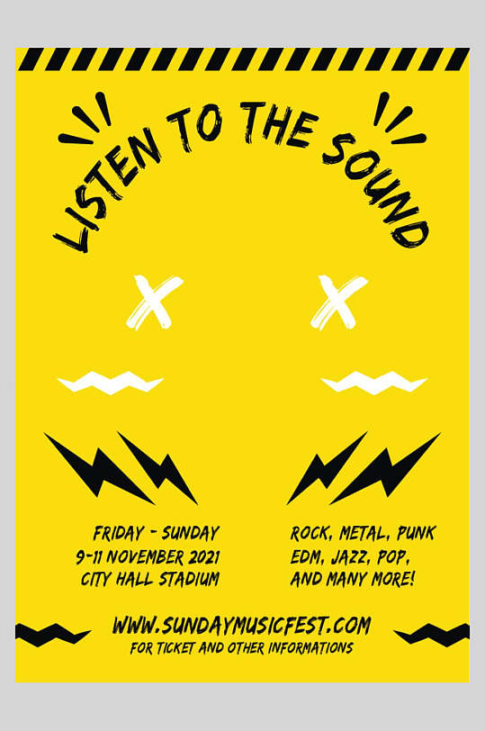 黄色创意国外海报-众图网