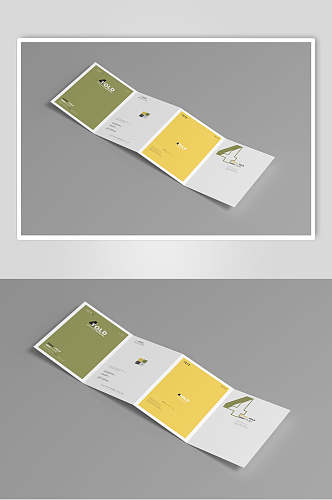 彩色四折页小册子设计贴图样机