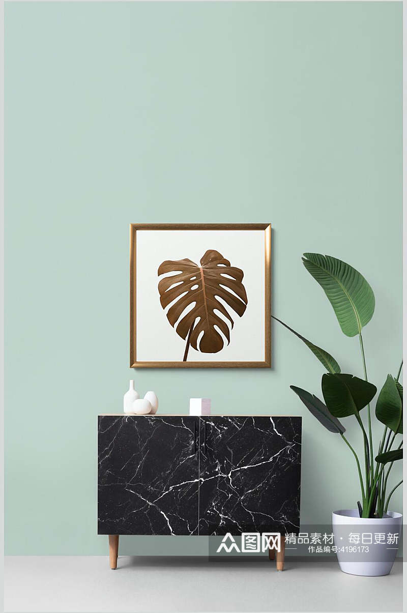 植物绿色创意大气桌子画框海报样机素材