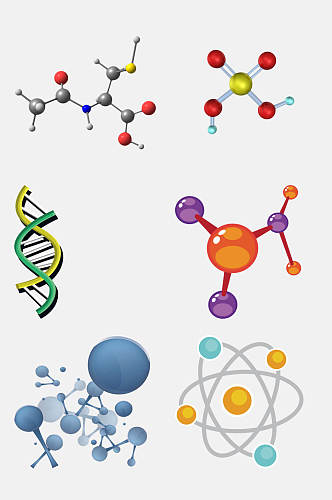 彩色化学分子结构图案免抠素材